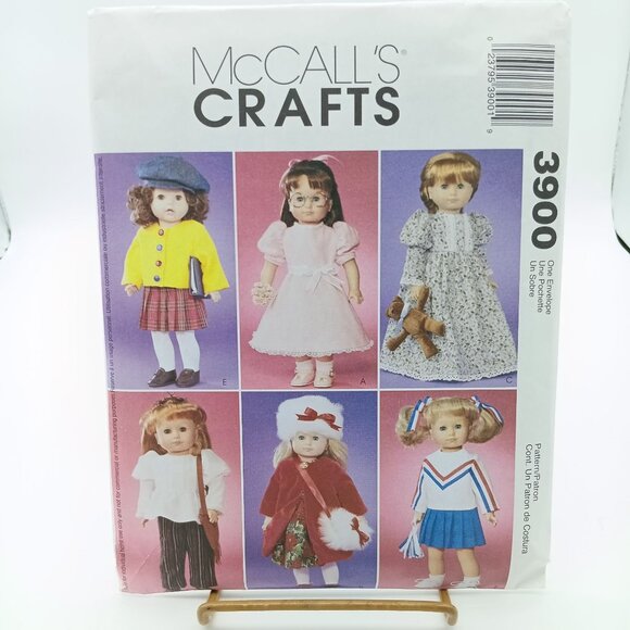UNCUT Vintage Sewing PATTERN McCalls Crafts 3900, 18in Doll Clothes 2002 - Picture 1 of 2